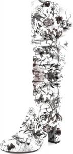 Женские высокие сапоги Zamikoo на толстом каблуке, с расслабленным верхом, до колена, округлый носок, металлическая пряжка, боковая молния, высокий каблук 3,5 дюйма, Floral-Ink