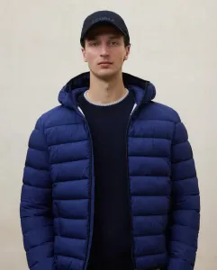 Мужское пальто с капюшоном и двойной застежкой на молнии Ecoalf, темно-синий