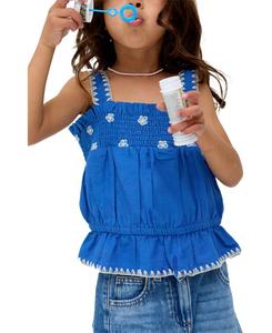 Блузка с баской и узором "одеяльный шов" Raffya Kids, Blue