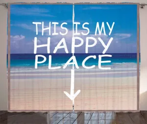 Шторы в деревенском стиле ABAKUHAUS Proverb, Это мое счастливое место, универсальные ленточные шторы для гостиной с петлями и крючками, 280 x 225 см, разноцветные Abakuhaus