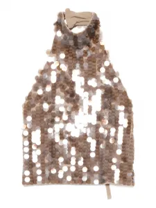 Блузка с бретелькой через шею и пайетками P.A.R.O.S.H., нейтральный