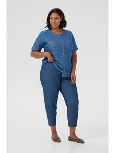 Рубашка с длинными рукавами KClouisa, стандартный крой, темно-синяя ткань шамбре KAFFE curve