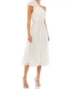 Платье Rosette на одно плечо, длиной до колена Mac Duggal, белый