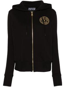 Versace Jeans Couture худи на молнии с вышитым логотипом, черный