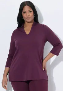 Топ à manches 3/4 et col calice en pima с длинными рукавами Ulla Popken, Berry