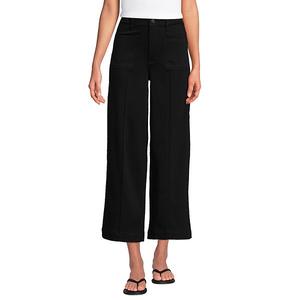 Джинсы Petite деним с высокой посадкой, накладными карманами и широкими укороченными штанинами Lands' End