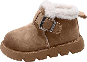 Детские ботинки для девочек с флисовой подкладкой, плюшевые, для осени и зимы, хлопковые на платформе, с резиновой подошвой, водонепроницаемые, утепленные, на щиколотку, теплые и легкие зимние ботинки Generic, Khaki