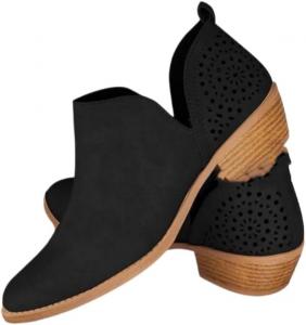 Женские модные короткие сапоги больших размеров с перфорированным дизайном, дышащие и удобные, стойкие к скольжению и долговечные. Подходят для активного отдыха и повседневного использования. Clolinde, Black