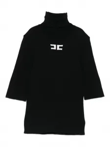 Водолазка в рубчик Elisabetta Franchi La Mia Bambina, черный