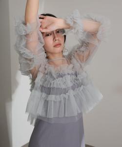 Платье с оборками и рюшами Pourvous, цвет Ice Gray