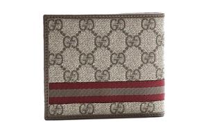 Холщовый бумажник с кожаными вставками Regular Men's Ebony/Tan GUCCI