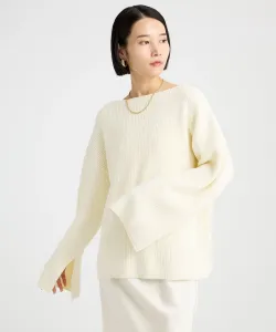 Вязаный пуловер с разрезом сзади Babylone, цвет White 10