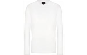 Long Sleeved Crewneck Straight Hem Top EMPORIO ARMANI, белый