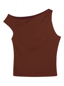 Топ на одно плечо с драпировкой Calvin Klein, коричневый
