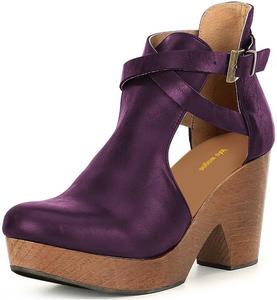 Женские ботильоны на платформе с круглыми носами, вырезами, ремешками и пряжками, скуфита на пробковой массивной высокой шпильке, повседневная обувь для работы в офисе, размеры 4-16 US Wo wagas, Purple