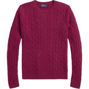 Пони с вышивкой свитер ажурной вязки Polo Ralph Lauren, фиолетовый