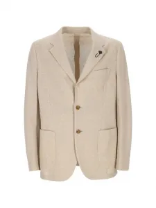 Хлопковый пиджак Lardini, бежевый