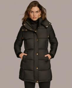 Женская пуховая куртка с капюшоном Donna Karan New York, Black