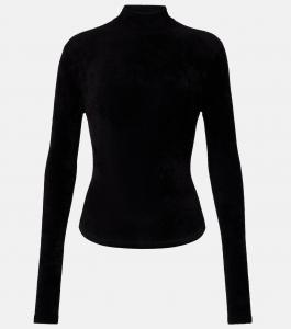 Боди из шенилловой водолазки Versace, черный