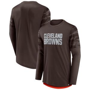 Мужская фирменная коричнево-оранжевая футболка Cleveland Browns с квадратными вырезами и длинными рукавами Fanatics