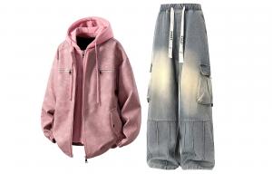 Повседневный худи Unisex Casual Sportswear X1617, cherry blossom розовый top+желтый mud pants