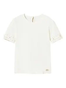 Топ с короткими рукавами и отделкой TWINSET, белый