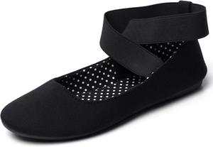 Балетки с пионовым узором Alpine Swiss для женщин, Балетки с эластичной лямкой на щиколотке, Закругленный закрытый носок, Мокасины без застежки, С мягкой подкладкой для комфорта, Размер маломерит, черный