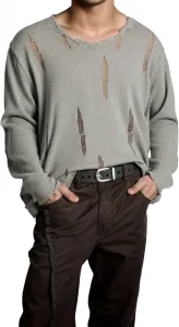 Свитер мужской модный Crewneck с ажурным узором и эффектом потертости