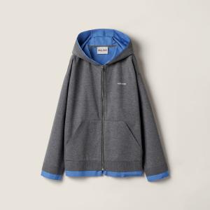 Куртка-блузон из двойного трикотажа MIU MIU, сланцево-серый / васильково-синий