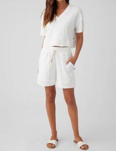 Терри пуловер с V-образным вырезом в цвете экрю Sol Angeles, Ecru