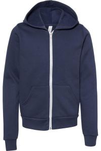 BELLA + CANVAS Молодежная флисовая толстовка с полной застежкой-молнией, темно-синий
