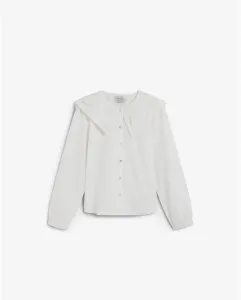 Блузка для девочки с вышитой деталью на воротнике и волнистыми краями Scalpers, белый