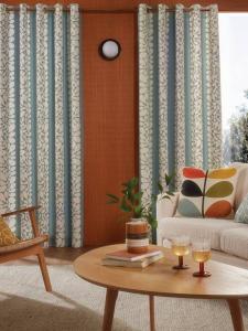 Лайнерованные занавески с люверсами в полоску Sycamore Orla Kiely, Duck Egg