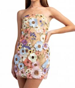 Мини-платье Emelia с 3D-цветочным кружевом и разноцветными цветами Edit By Nine, Multi Flower