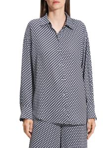 Рубашка бойфренда с геоблоком Theory, цвет Sapphire Multi