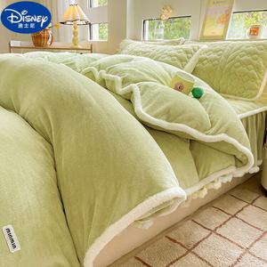 Disney Пододеяльник из молочного велюра 200х230 см, утолщенный, двусторонний, цвет матча, вышивка аппликацией