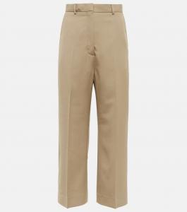 Укороченные брюки с высокой посадкой и складками Acne Studios, Hunter Green