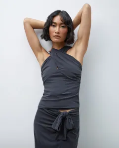 Женский топ без рукавов с вырезом баре Tintoretto, антрацит