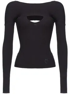 Джемпер в рубчик с вырезами PINKO, черный