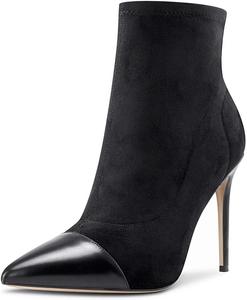 Женские ботильоны на высоком каблуке Castamere, без застежки, с заостренным носком, эластичные ботинки-стилет, классические базовые ботинки с каблуком 10 см, Black Suede