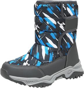 Детские милые зимние ботинки с эффектом тай-дай, водонепроницаемые для прогулок и походов на улице, утепленные, с толстой подошвой, для мальчиков и девочек Generic, Light Blue