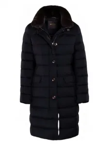 Стеганое пальто с воротником из искусственного меха Moorer, синий