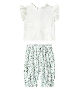 Комплект из хлопкового топа и штанишек Baby Spyros Tanatos The New Society, Coconut_Jasmine Flowers Print