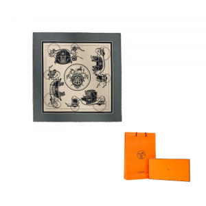 HERMES Шарф из кашемира Women's Gray Blue/Natural/Blue Ocean