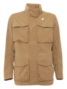 Пуховик с высоким воротником и карманами K-Way, коричневый