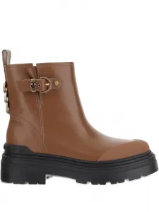 Ботильоны с пряжкой и бляшкой-логотипом PINKO, коричневый