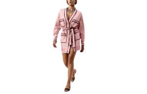 Платье с длинными рукавами женское розовое Chanel