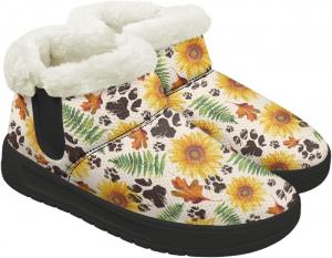 Женские зимние ботинки на щиколотку с меховой подкладкой, теплые зимние ботинки для женщин, обувь для модных зимних образов Fuojuvelie, Sunflower