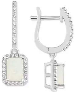 Серьги-Подвески с застежкой-галочкой из стерлингового серебра с родолитовым гранатом (2,5 карата) и бриллиантами (1/3 карата) (также с опалом, цитрином, перидотом, аметистом и голубым топазом) Macy'S, opal