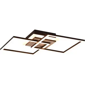 REALITY Светильник светодиодный потолочный GIRO, 25 Вт CCT 2700-6500K с регулировкой яркости, смена цвета | Ночной свет, регулировка яркости: настенный выключатель + пульт, также как настенный светильник Reality Leuchten, коричневый/черный